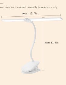 1pc Rechargeable USB Plug-in Clip Table Lamp; Double Heads Dimmable Eye Protection LED Lighting Table Lamp; Children Student Study Night Light Reading Lamp For Dormitory Bedroom Lighting
