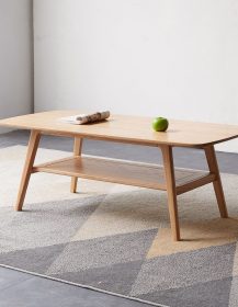 Center table Low Table 100% solid wood Top plate Desk Coffee table Width 120 x Depth 56 x Height 44 cm Study desk Work from home Easy to assemble Natural wood with storage shelf Natural writing desk