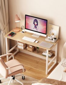 Computer desk Desktop house Simple desk bedroom desk desk Student home study desk,Home Office Computer Desk with Bookshelf, Wood Computer Desk with Storage Shelves Modern Laptop Table