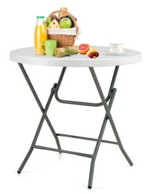 32 Inch Round Foldable Lightweight Table with Double Lockable Doors