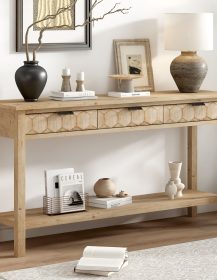 U_STYLE Fir Veneer Modern Stylish Console Table with Honeycomb Design,Suitable for Study,Entryway, Hallway, Living Room, Foyer