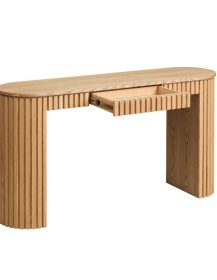 59.05'' Modern Console Table With Drawer for Entryway with Unique Vertical Stripe Design for Living Room Hallway Foyer Entrance Study,NATURE